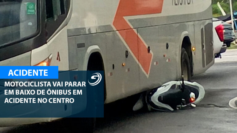 MOTOCICLISTA ENTRA EMBAIXO DE ONIBUS CENTRO