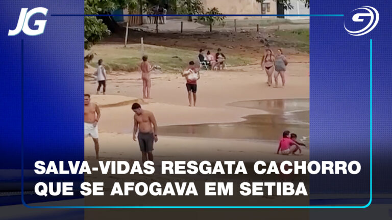GUARDA VIDAS RESGATA CACHORRO MO MAR PRAIA DE SETIBA