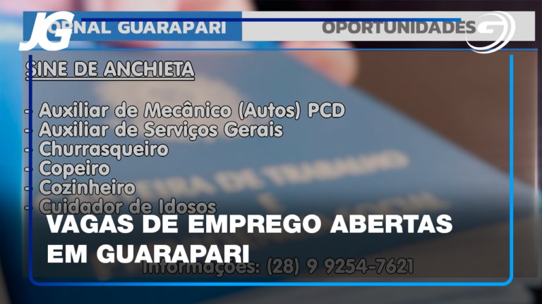 CONFIRA AS PRINCIPAIS OPORTUNIDADES ABERTAS NA REGIÃO