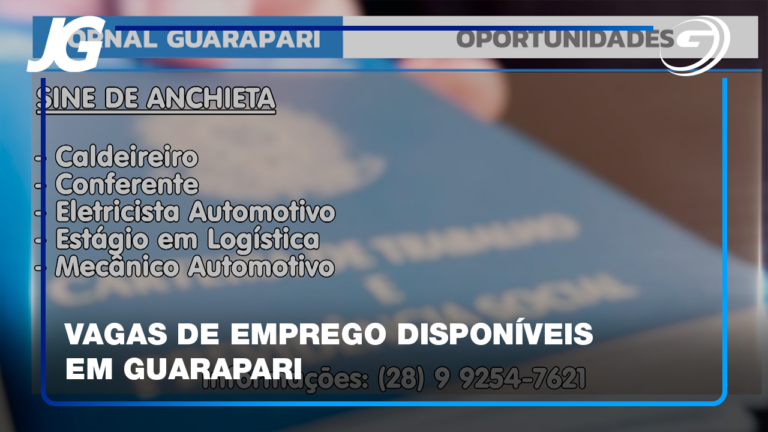 CONFIRA AS OPORTUNIDADES ABERTAS EM GUARAPARI