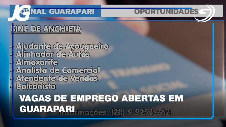 CONFIRA AS VAGAS DISPONÍVEIS EM EMPRESAS LOCAIS E NO SINE DE ANCHIETA