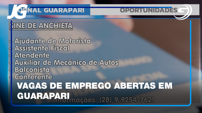 OPORTUNIDADES DE EMPREGO ABERTAS EM GUARAPARI