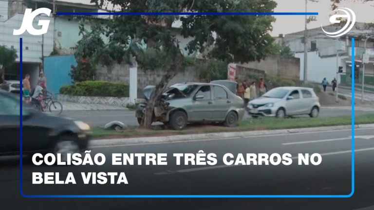 UM DOS CARROS INVADIU O CANTEIRO CENTRAL E BATEU EM UMA ÁRVORE