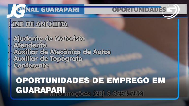 VAGAS DE TRABALHO ABERTAS EM GUARAPARI E REGIÃO