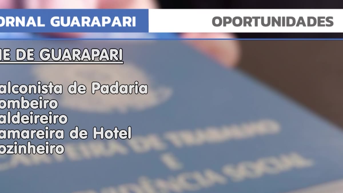 Arte com a lista de vagas de emprego do Sine de Guarapari
