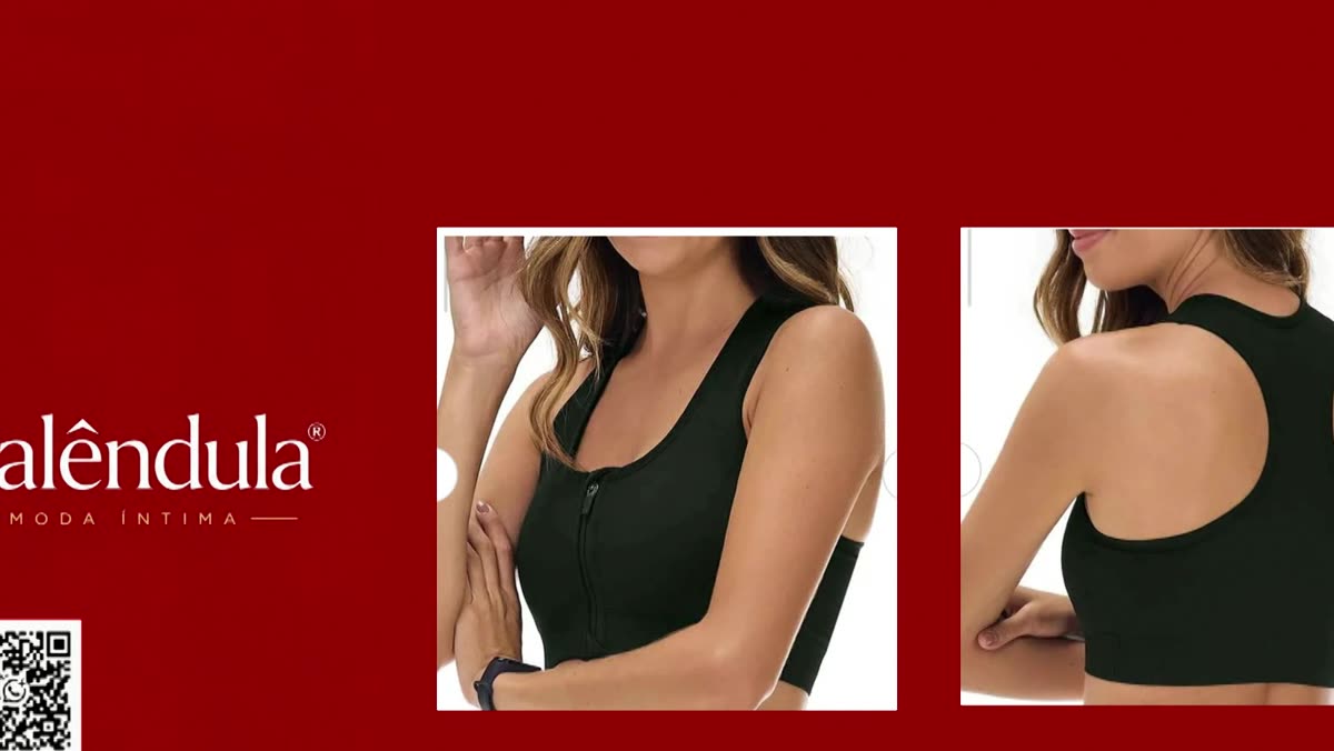Close do top fitness da Calêndula Moda Íntima