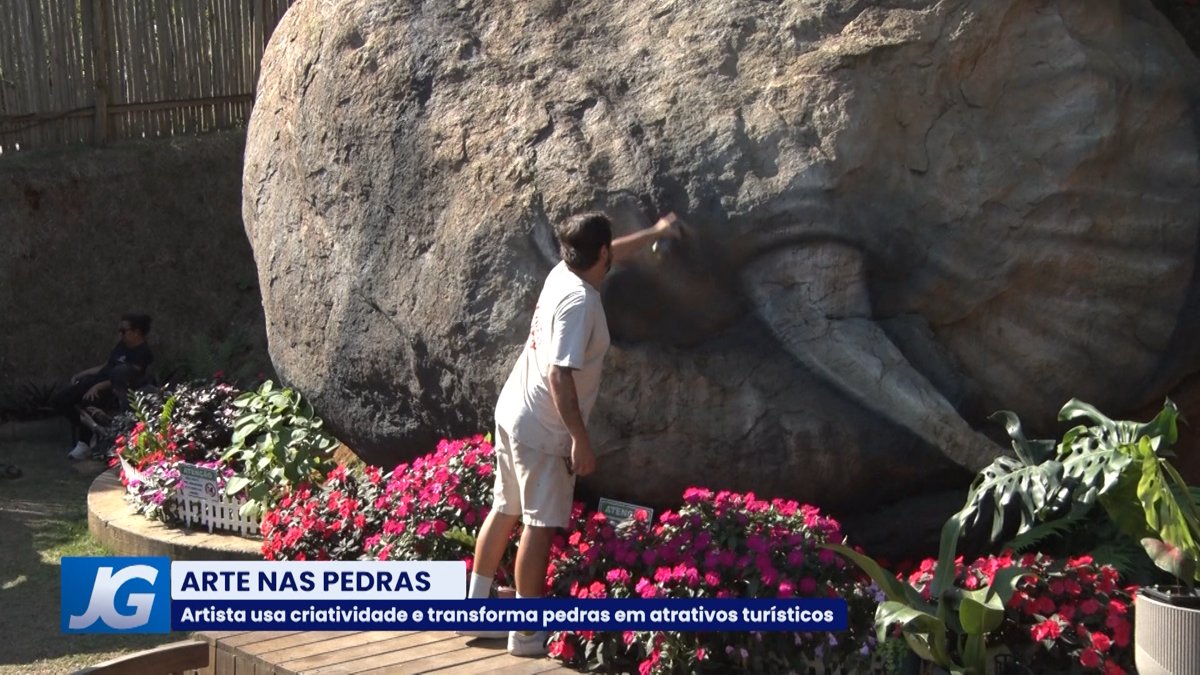 Pedra pintada por artista capixaba em Venda Nova do Imigrante