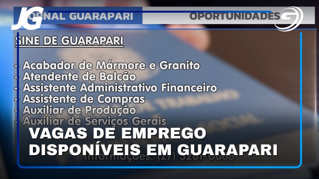 VAGAS DE EMPREGO DISPONÍVEIS EM GUARAPARI