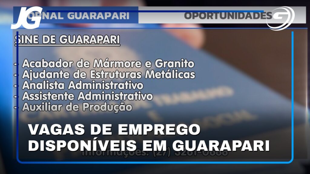 VAGAS DE EMPREGO DISPONÍVEIS EM GUARAPARI